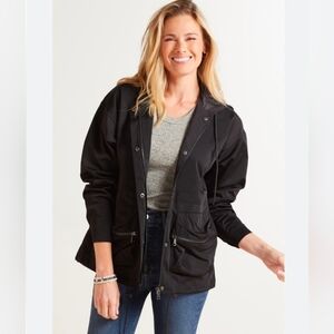 Good American Good Hooded Black Utility Jacket Size 2 NWOT